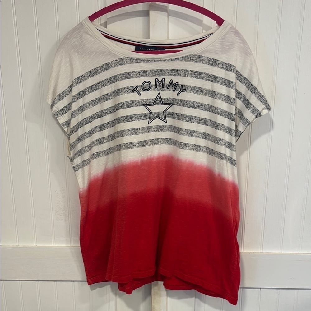Tommy Hilfiger Red & White & pink short sleeve T size XL